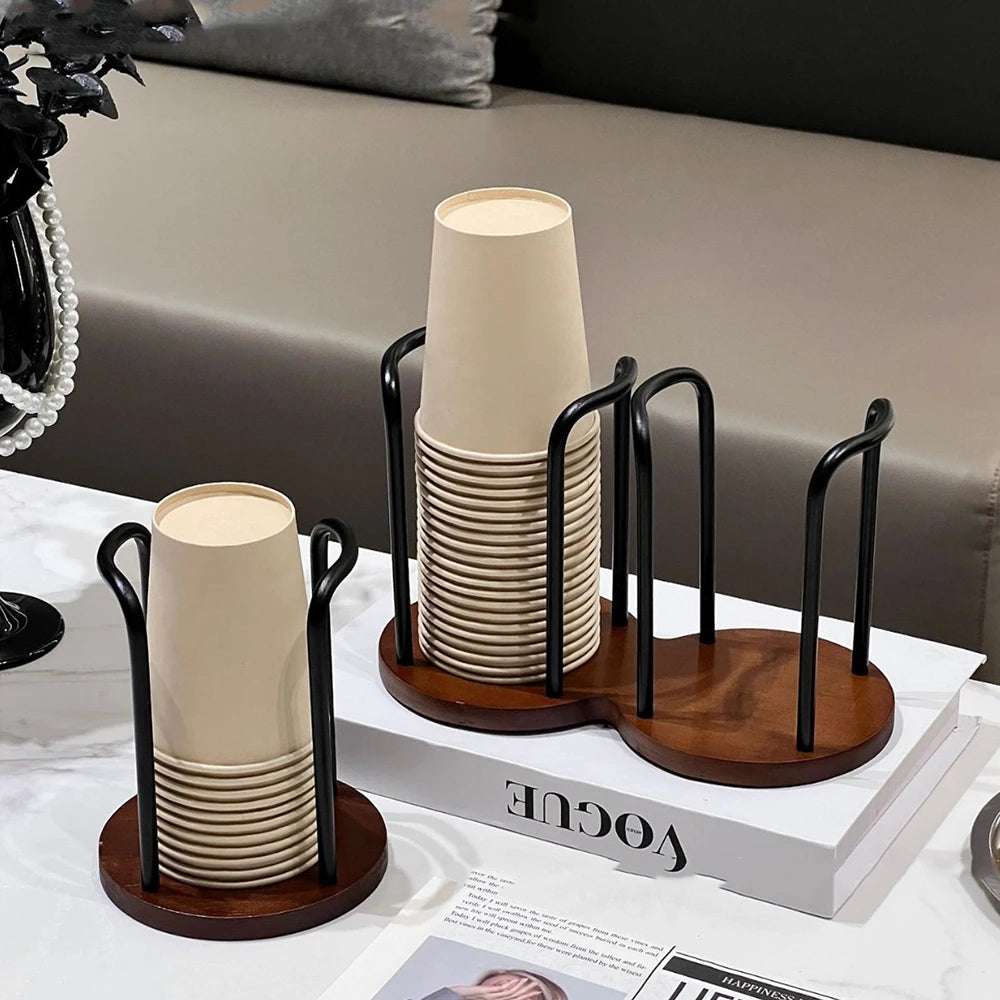 Portacoppette monouso in bambù – Scaffale da tavola per tazze e mug