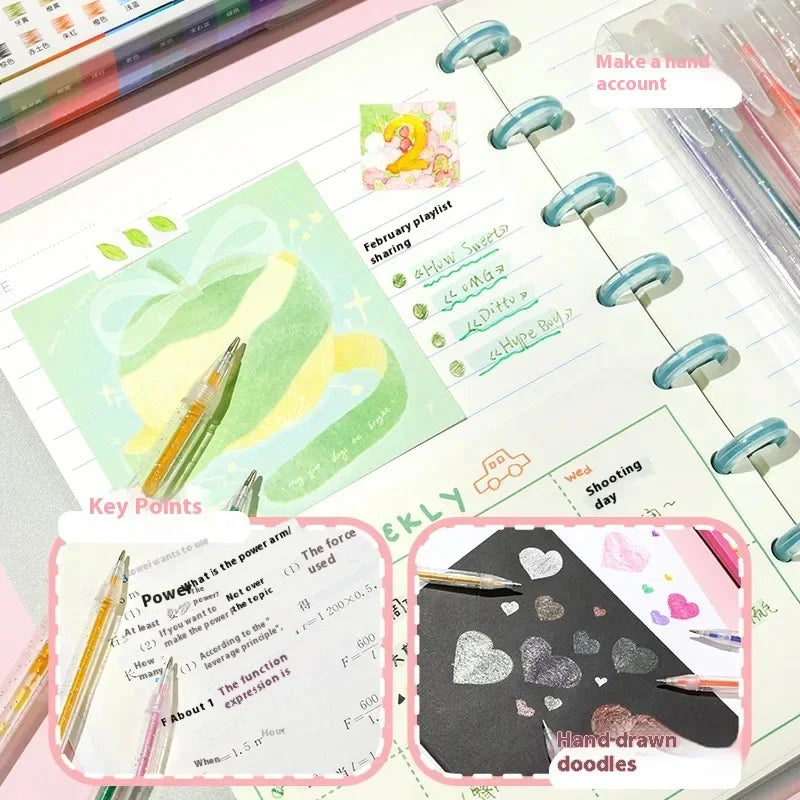 Set of 8-60 Metallic Glitter Gel Pens 1.0 mm Color Ballpoint Pen Book Card Long Lasting Writing Drawing Marking Coloring DIY Art