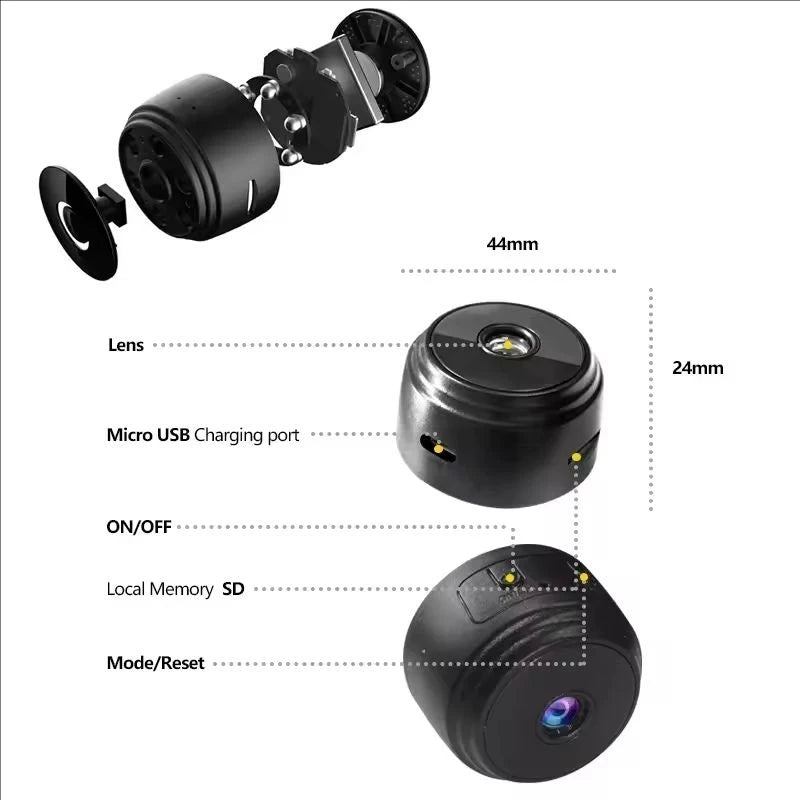 Mini Camera Wi‑Fi HD 720p con batteria – Monitoraggio remoto per casa…