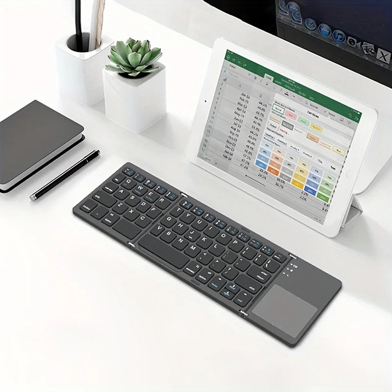 Keyboard Bluetooth pieghevole con touchpad, mini wireless ricaricabile per…
