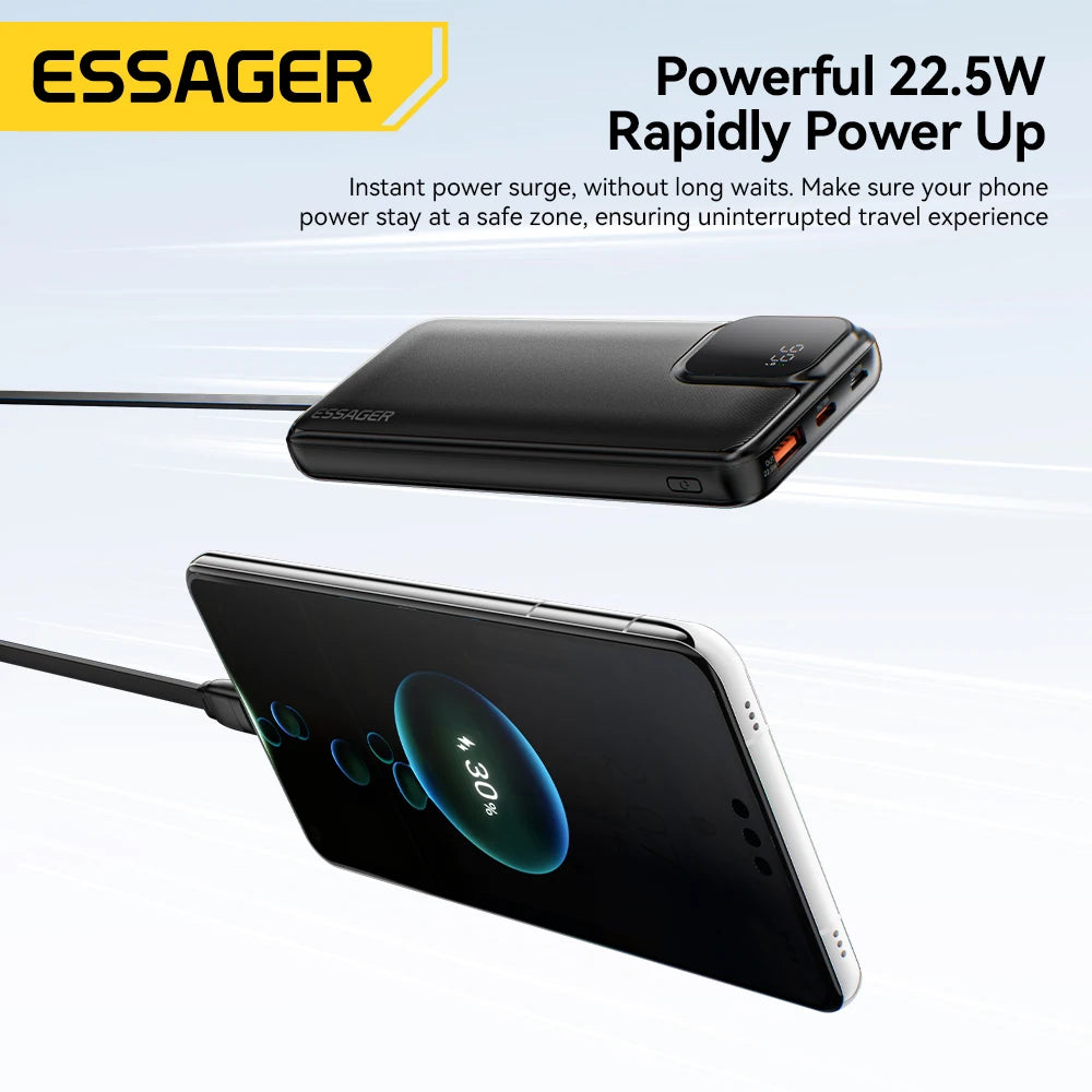 Power Bank Portatile 20000mAh Ricarica Rapida PD 22.5W con Cavi Integrati