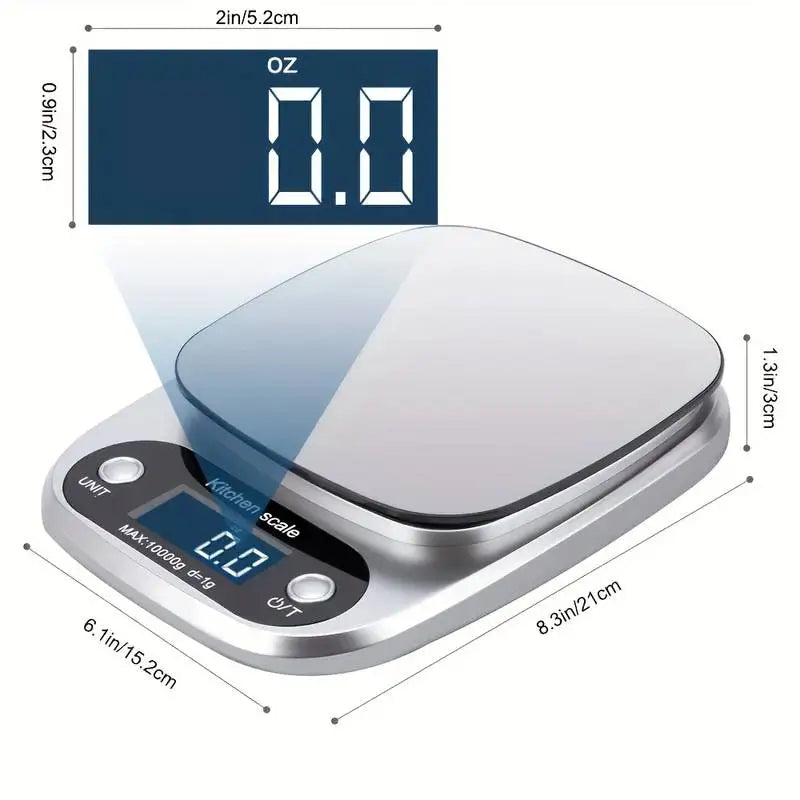 Bilancia da cucina digitale 10 kg con display LCD e 6 unità di misura