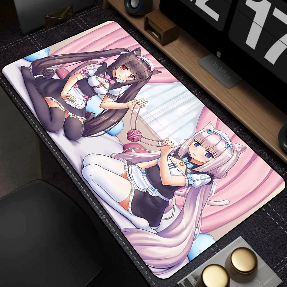 XXL Home HD Computer Desk Mats Mouse Pad Nekopara Mousepad Carpet Gamer Office Laptop Soft Mouse Mat Desktop Mouse Mats 90x40cm