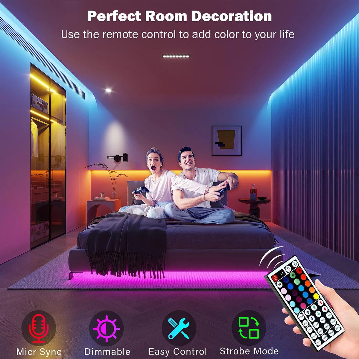 Striscia LED RGB con APP e Telecomando — 5M fino a 30M per Camera e TV