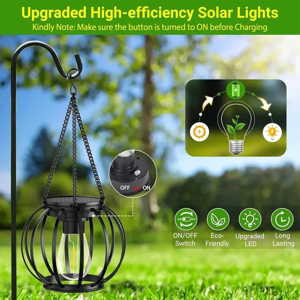 Lanterna Solare LED Esterno, Luce Bianca Calda, Design Sospeso IP65