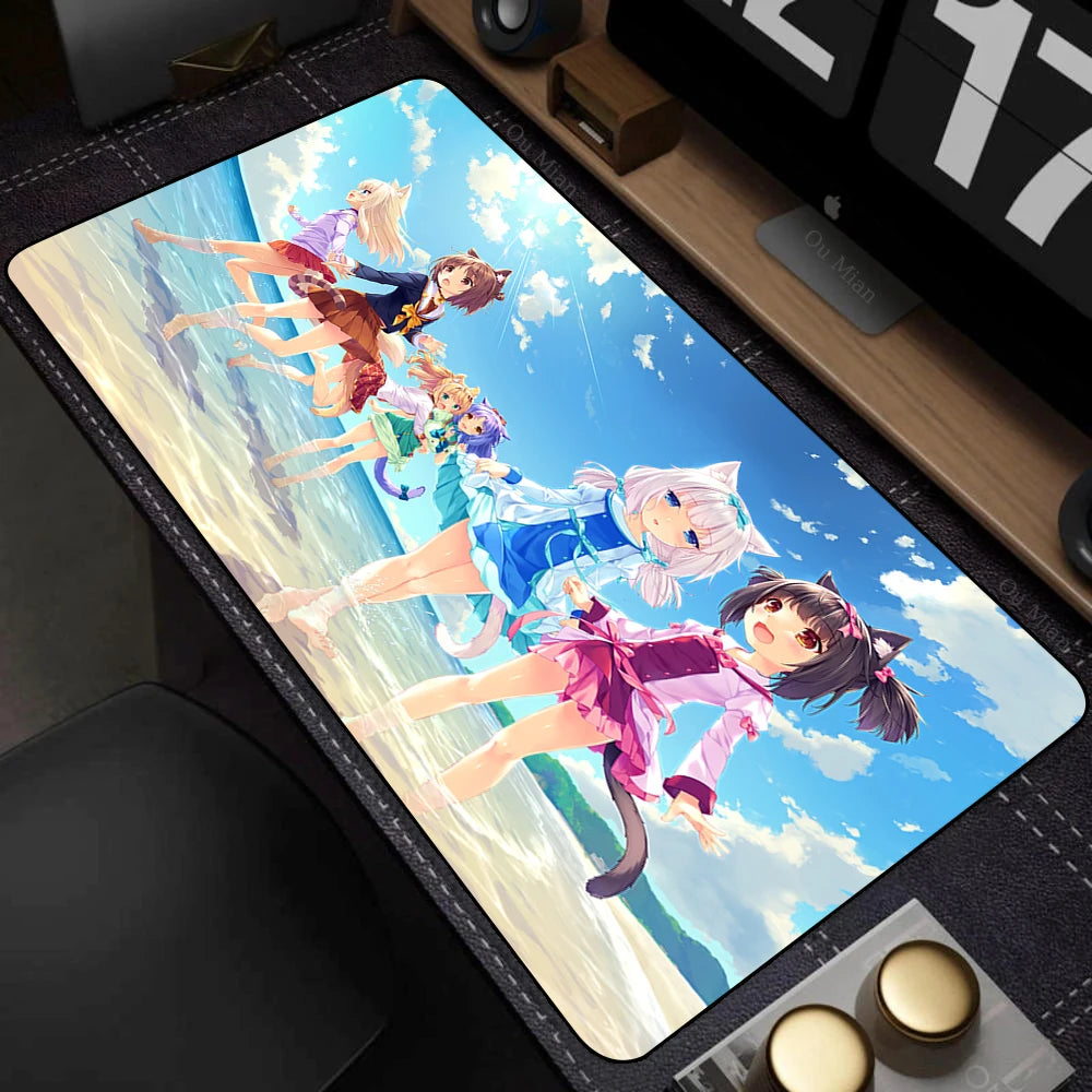 XXL Home HD Computer Desk Mats Mouse Pad Nekopara Mousepad Carpet Gamer Office Laptop Soft Mouse Mat Desktop Mouse Mats 90x40cm