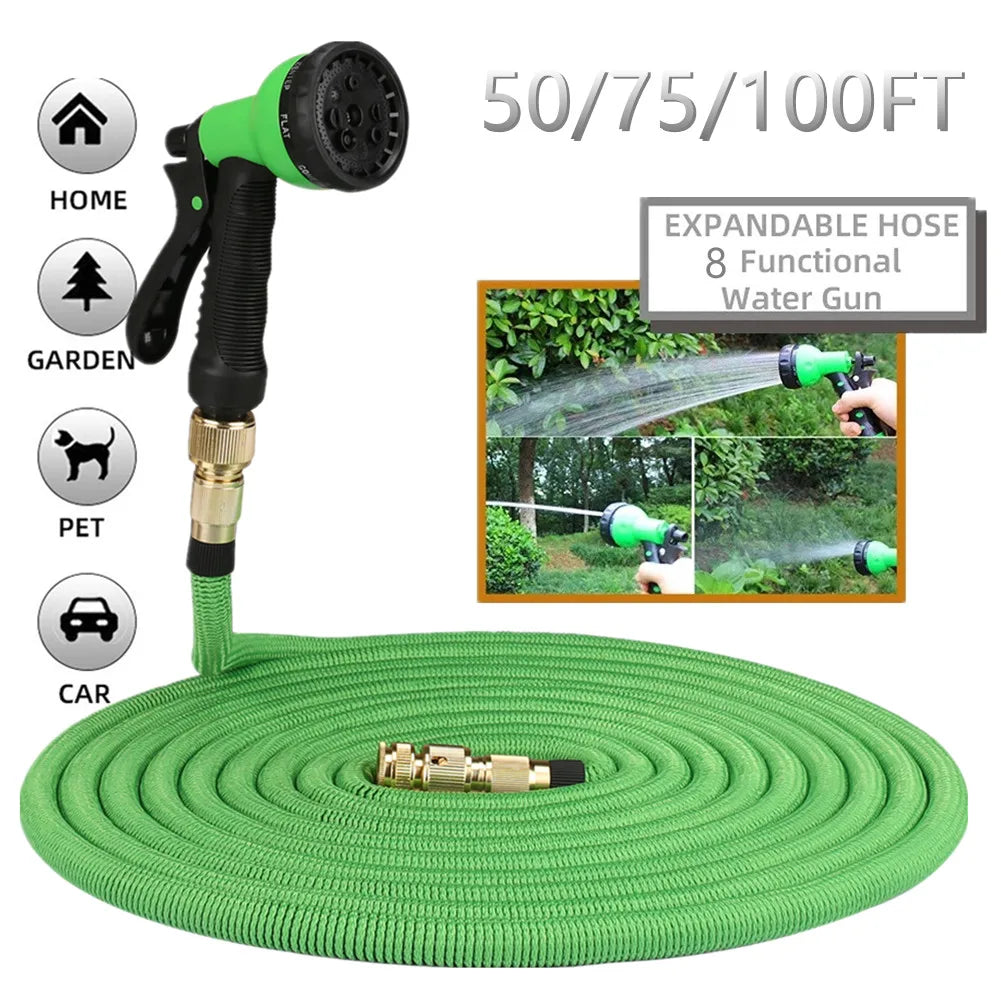 Tubo da giardino espandibile con doppio connettore metallico ad alta pressione…