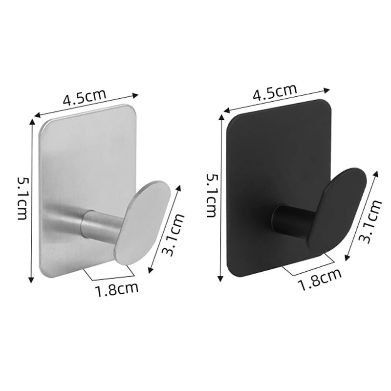 Ganci da bagno in acciaio inox 4 pezzi, supporti adesivi neri