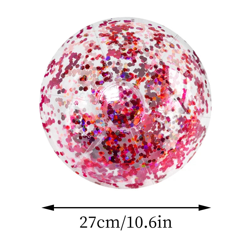 Palla da spiaggia gonfiabile con paillettes - 27 cm, colori vivaci