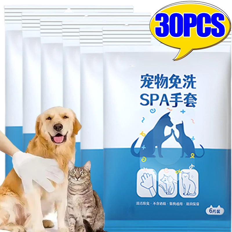Guanti Lavanti Usa e Getta per Gatti e Cani – Asciugamani Deodoranti 30/6 Pezzi