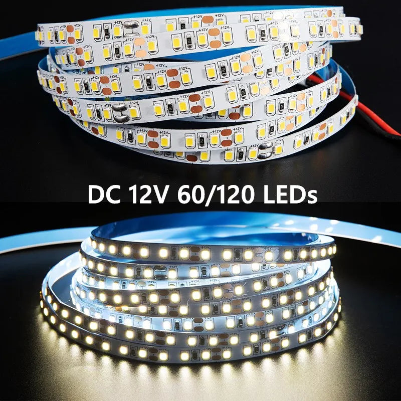 Striscia LED 12V 2835 60/120 LED/m – fino a 5 m, 3000‑6000 K, alta resa luminosa