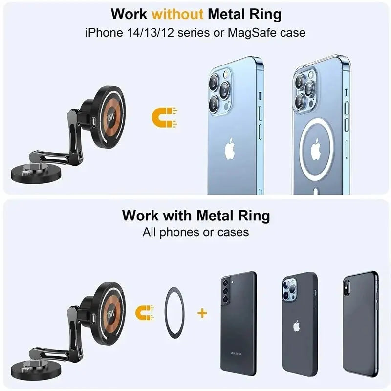Supporto magnetico per auto con ricarica wireless 15W per iPhone 12-15