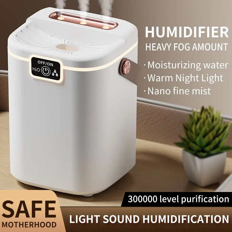 Umidificatore da 2 L con Tripla Nebbia, Luce Notturna e Porta Type‑C