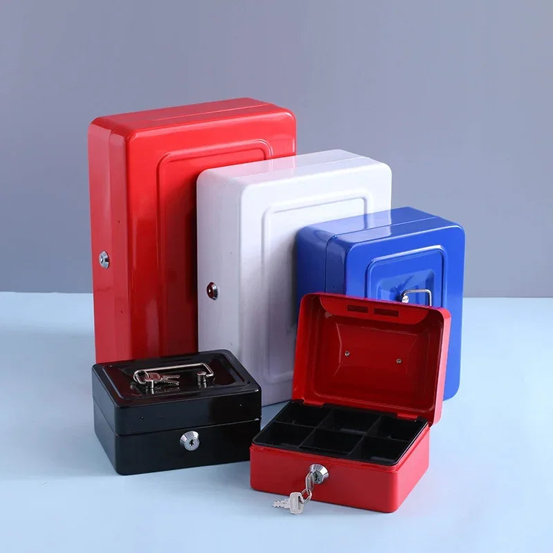 2025 New Practical Petty Cash Money Box with Keys Stainless Steel Security Lock Lockable Safe Small Fit for House Decoration