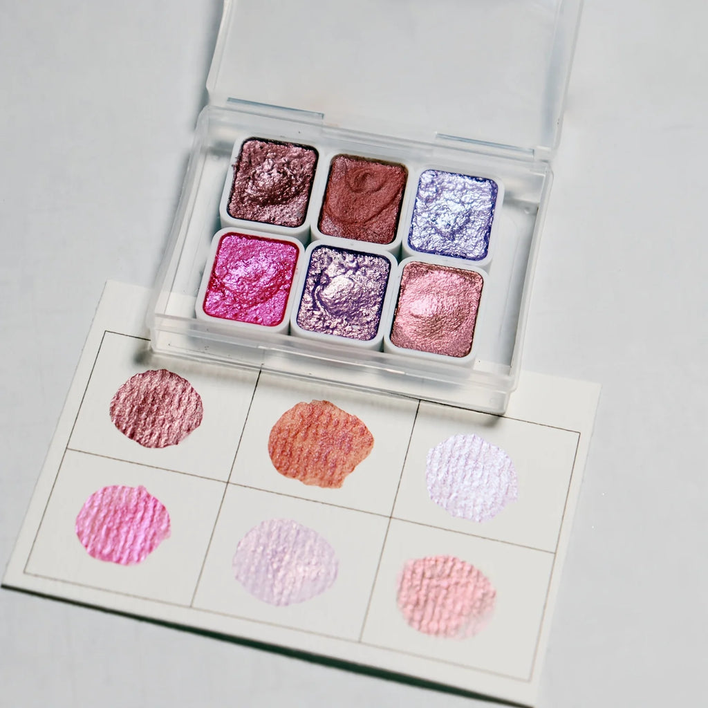 Set di 6 colori perla ad acquerello per pittura cinese e calligrafia