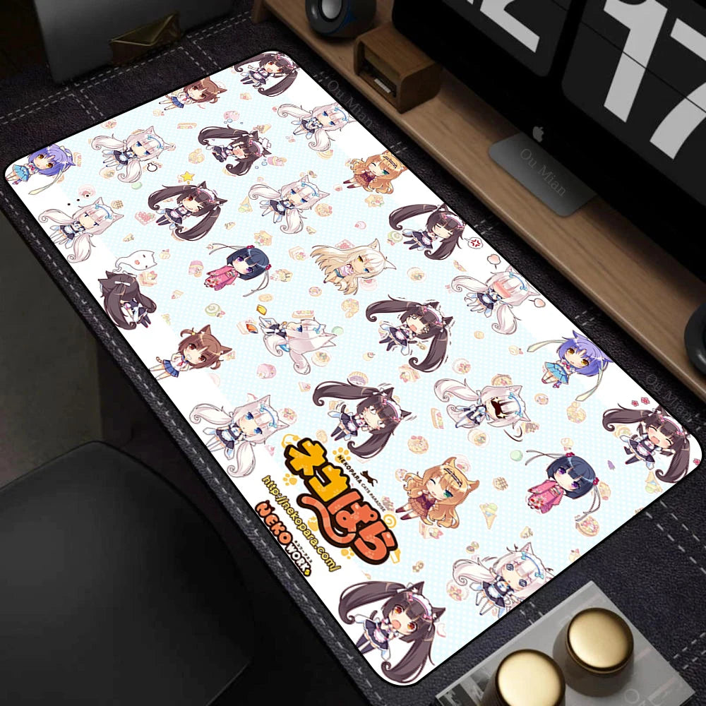 XXL Home HD Computer Desk Mats Mouse Pad Nekopara Mousepad Carpet Gamer Office Laptop Soft Mouse Mat Desktop Mouse Mats 90x40cm
