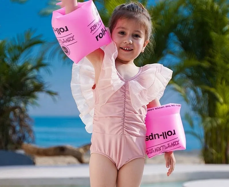 Thickened Children's Inflatable Yellow Round Floating Sleeve Adult Swimming Ring Double Airbag Safe Swimming Arm Ring