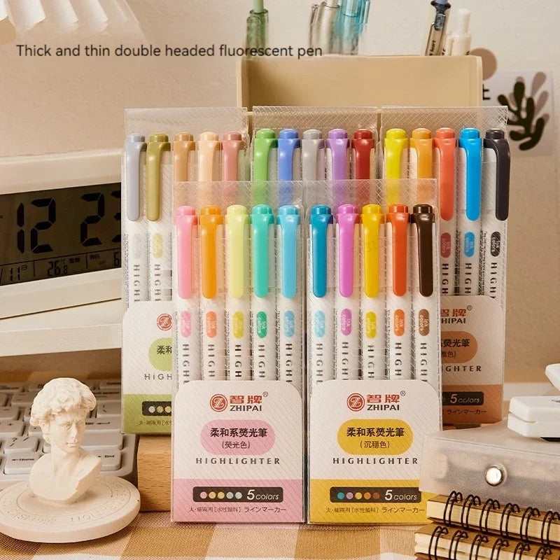 Set di evidenziatori a doppia punta 6 colori – Pastelli giapponesi
