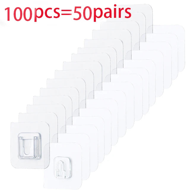 Ganci adesivi doppia faccia trasparenti per parete – supporti per cucina e bagno