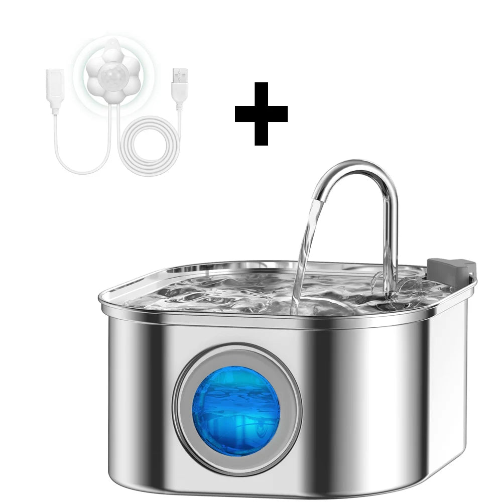 Fontanella per gatti 3,2 L in acciaio inox con finestra, sensore silenzioso e…