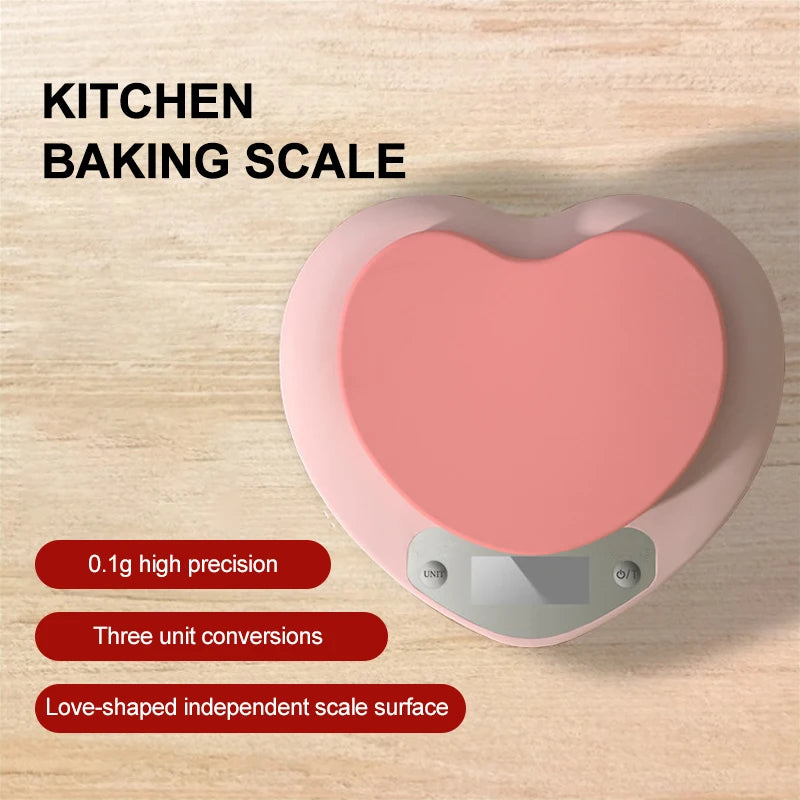 Bilancia da cucina digitale portatile a forma di cuore, rosa, precisione 1 g…