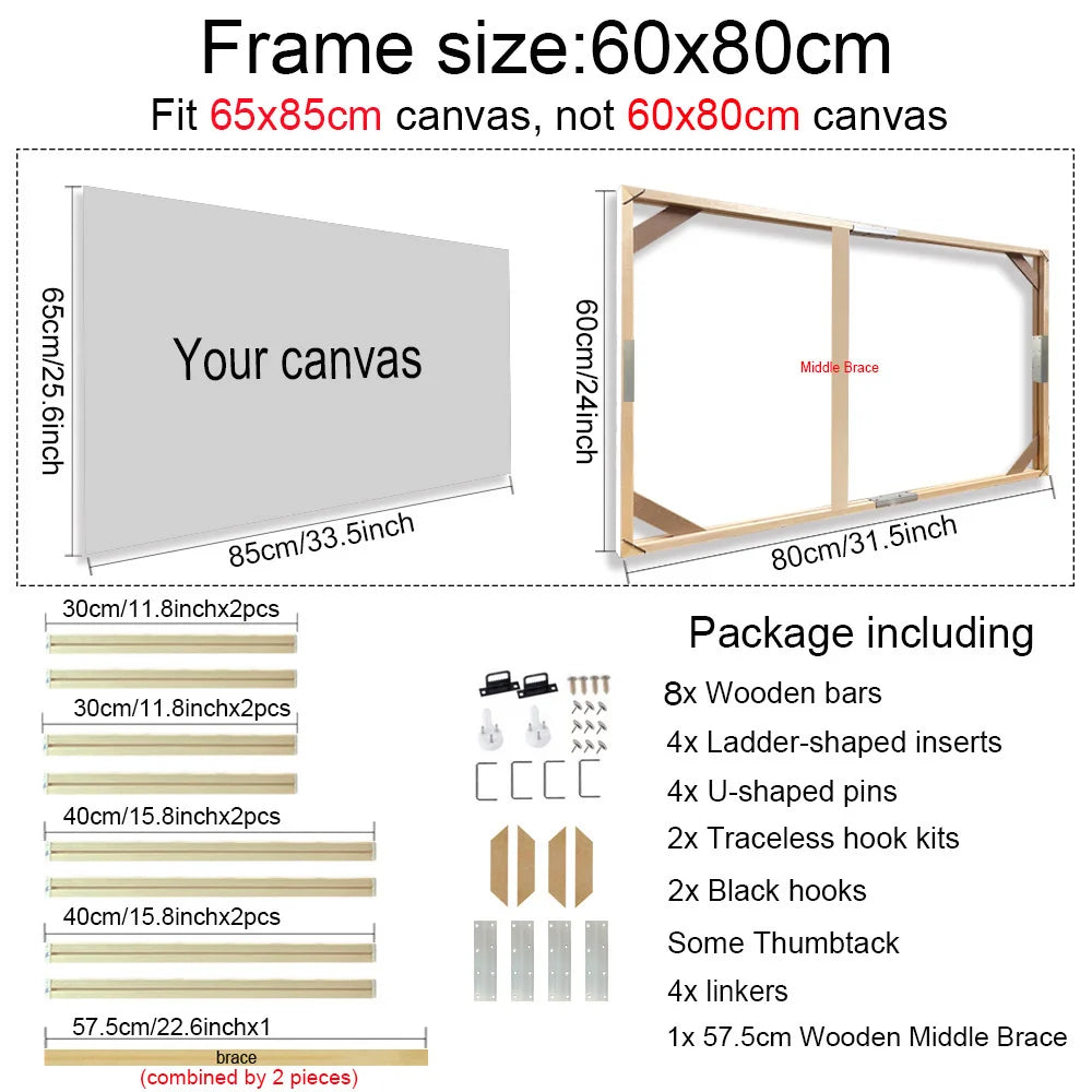 Cornice Moderna in Legno per Canvas, 24 Misure