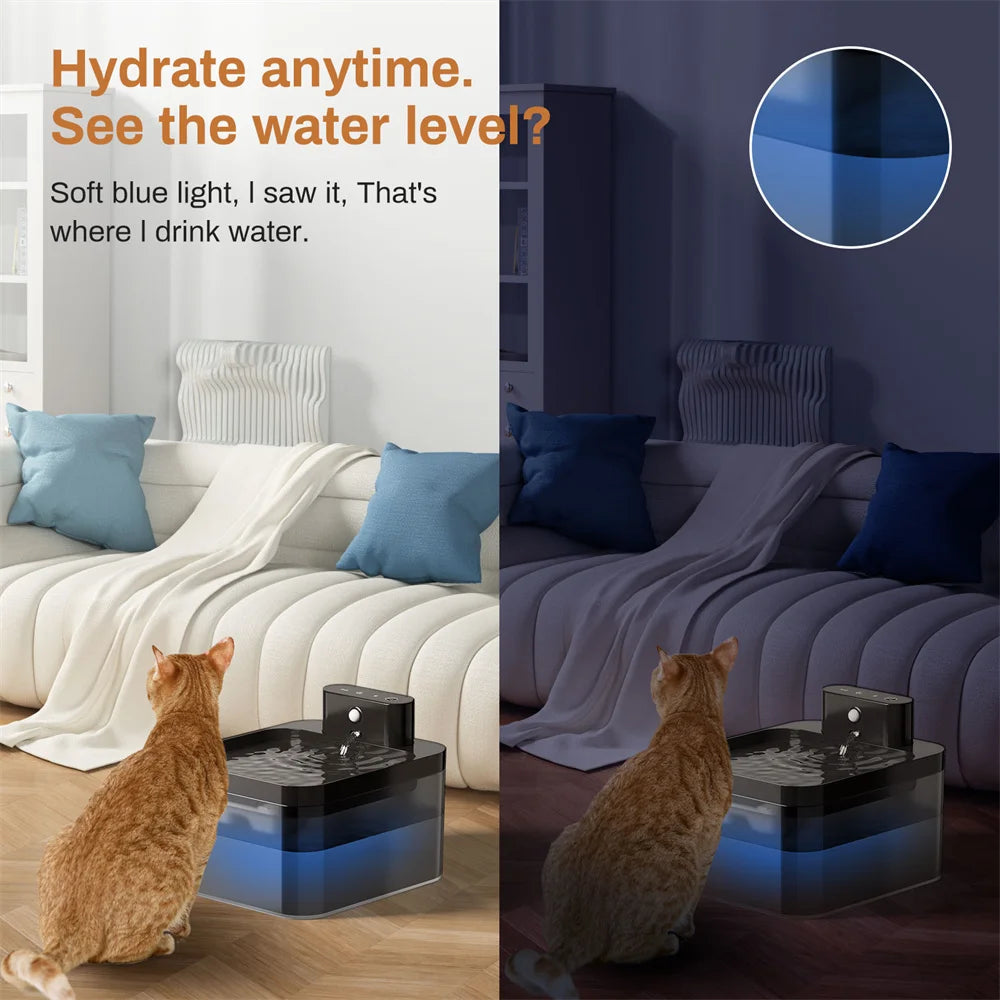 Fontana Wireless per Gatti 2.2L con Sensore Movimento, Distributore Automatica