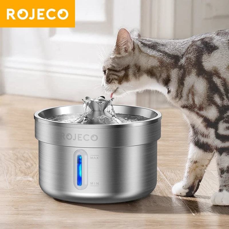 Fontana d'acqua in acciaio inox per cani e gatti, distributore automatico