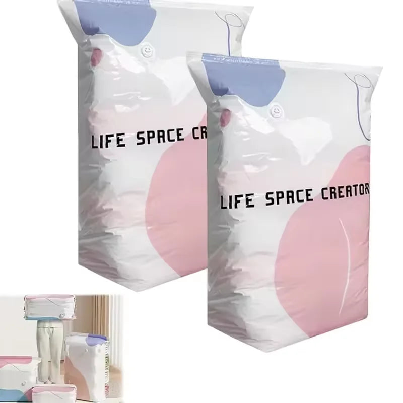 Sacchetta compressione sottovuoto spessa trasparente per abbigliamento, 2 pezzi