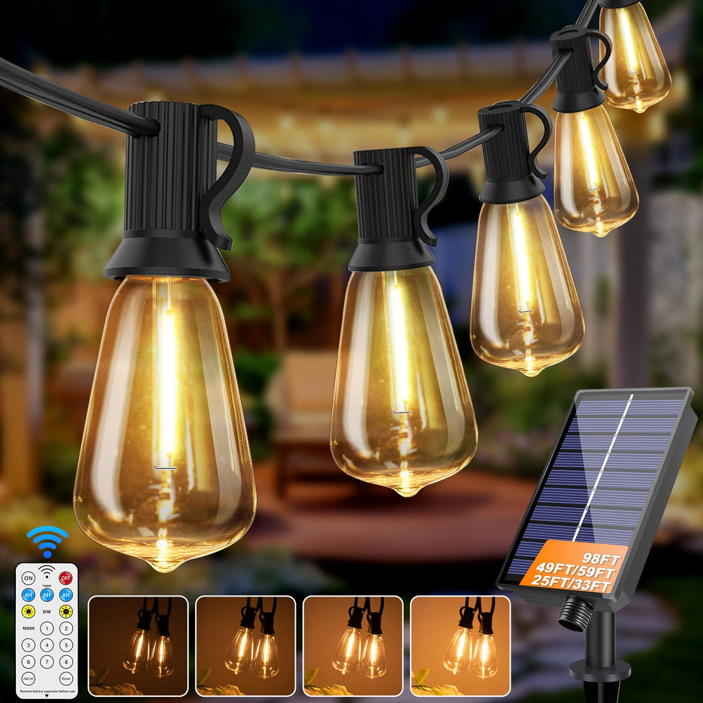 Luci a LED solari G40 con telecomando, ricarica USB, 8 modalità, impermeabili