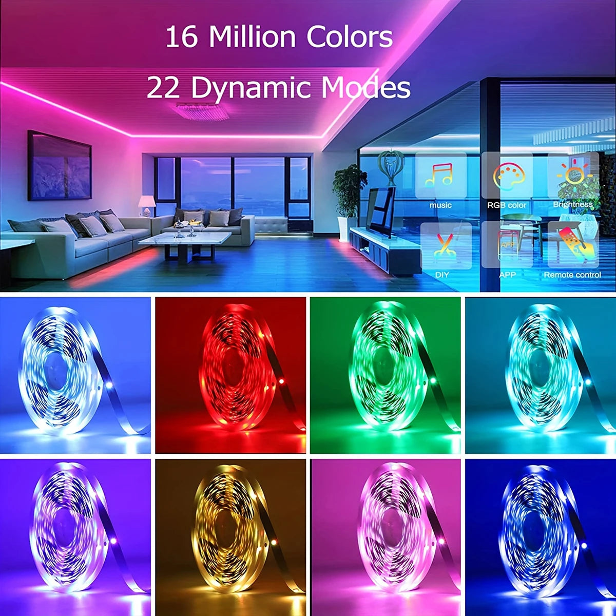 Striscia LED RGB 10-30m con sincronizzazione musica – Controllo app e…