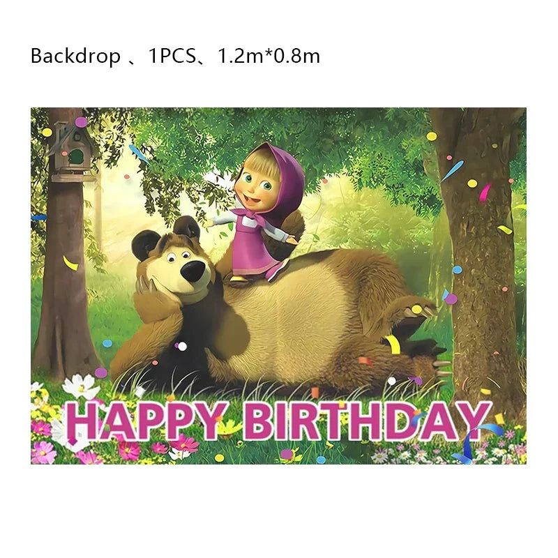 Decorazioni per festa di compleanno Masha e Orso – Palloncini cartoon, set 24…