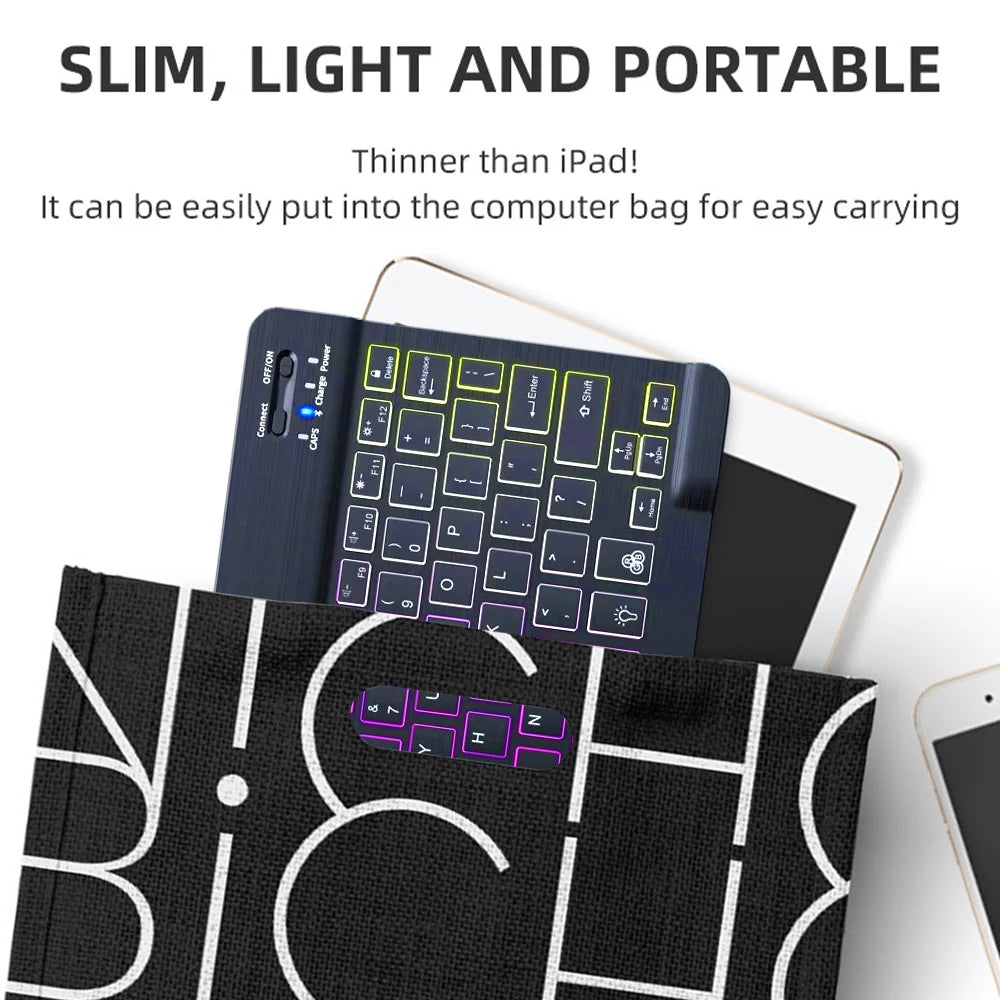 Tastiera Bluetooth retroilluminata con mouse – Compatibile iOS, Android, Windows