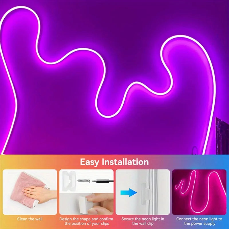 USB Neon LED Strip Light Flexible Colour Changing Lights 5V SMD 3535 Neon Rope Lights USB Cuttable Neon Rope Light for Bedroom