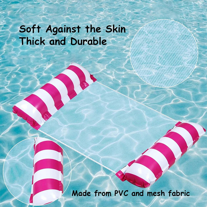 Inflatable Foldable Floating Row Swimming Pool Party Water Hammock Air Mattresses Pvc Stripe Water Floating Inflatable Mat