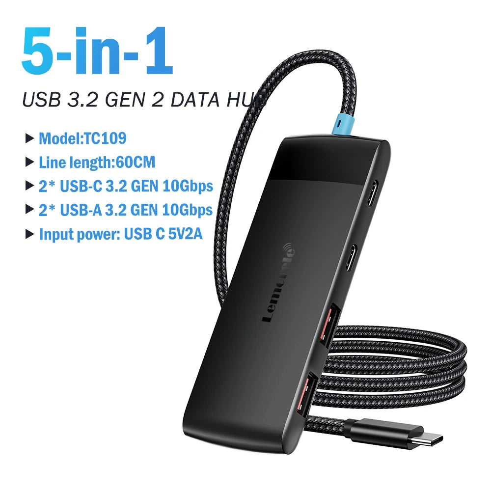 Hub USB 3.0 Type‑C 4 porte per laptop – compatibile con Lenovo, MacBook, Dell