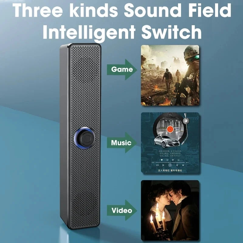 Soundbar Bluetooth 2.0 per PC, TV e Laptop – Audio 3D Surround, 30W PMPO