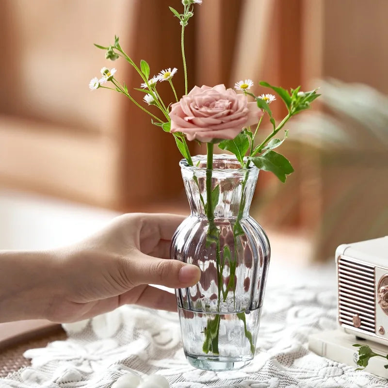 Handmade Carved Glass Vase - Hydroponic Planter for Home/Office Gothic Decor, Mini Plant Lover Gift