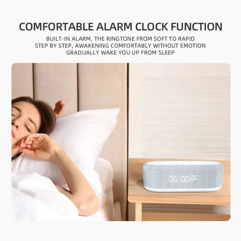 Wireless Chargers Pad Phone Alarm Bedroom Lamp Night Light Desktop Clock Thermometer For iPhone 15 14 Samsung Fast Charging Dock