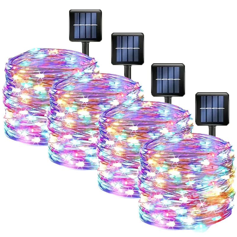 1, 2, 3, 4, 5 Packs Solar LED Fairy Lights – Outdoor Christmas Lights with 8 Modes, Copper Wire, Waterproof, for Garden, Tree, Patio Décor