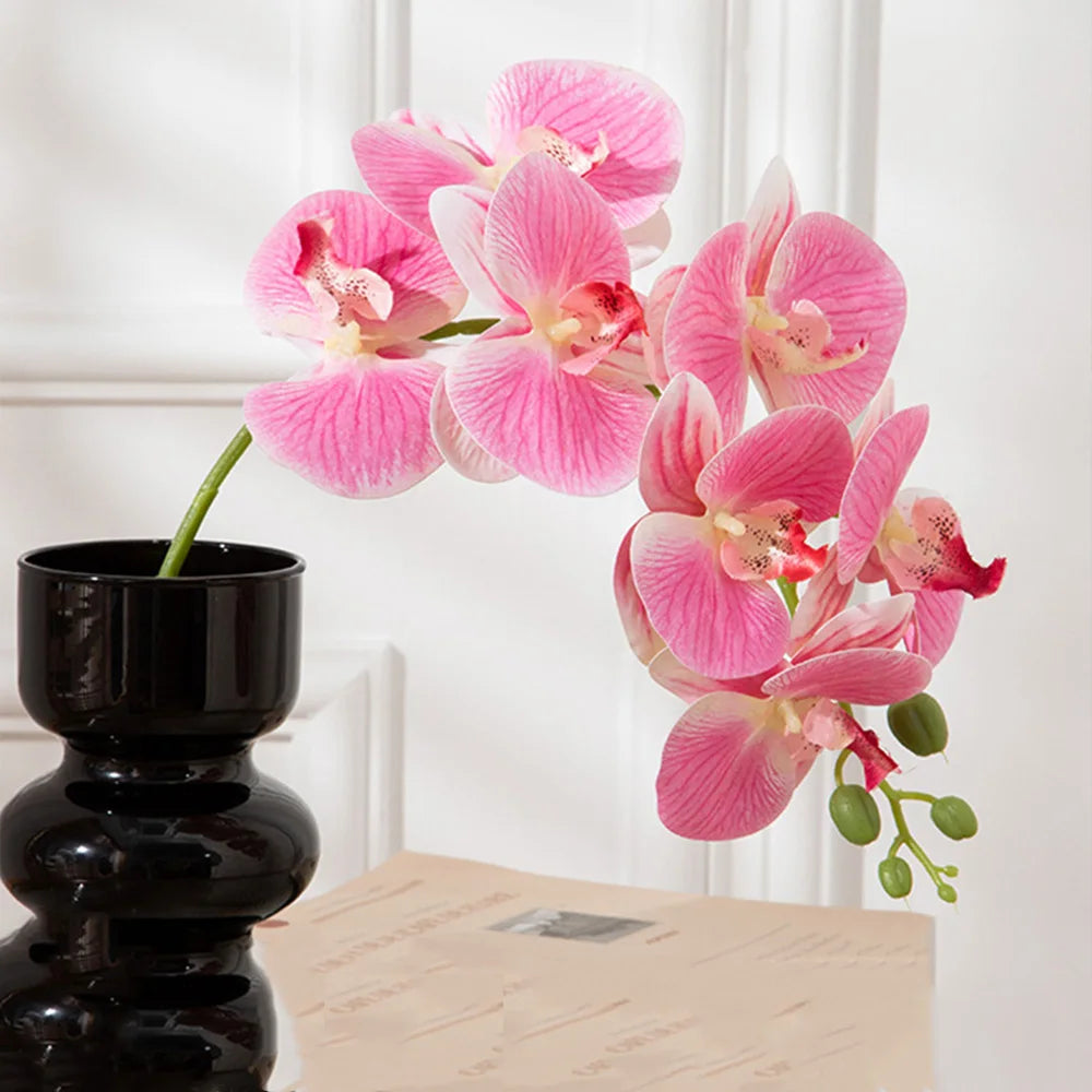 2/6PCS Artificial Flowers Orchid Set Real Touch 69cm Tall 9Heads Fake Phalaenopsis Flower Vase Fillers Home Wedding Indoor Decor