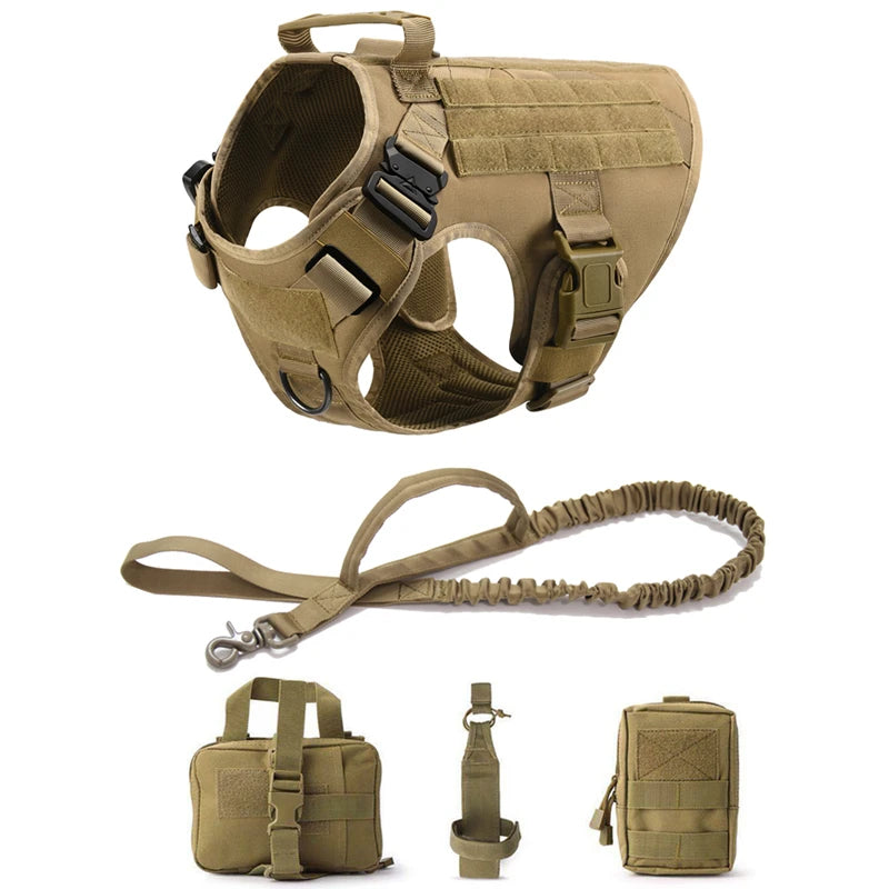 Giubba tattica militare per cani – Set imbracatura e guinzaglio