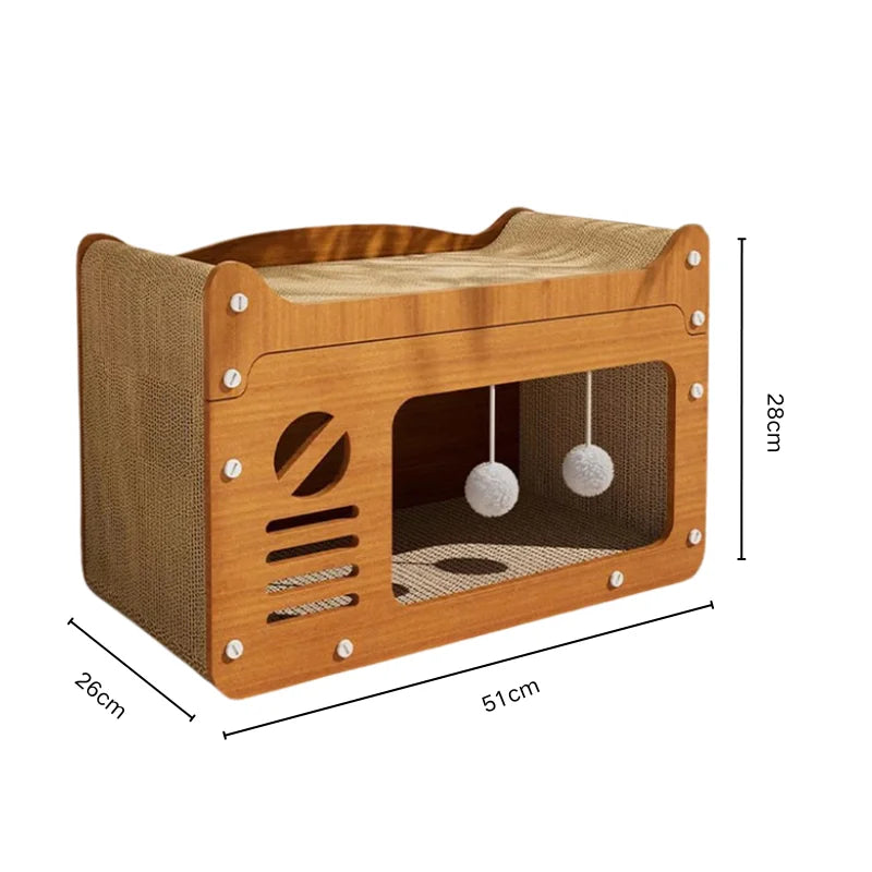 Tavola graffiatrice 2 in 1 per gatti con ripiano di riposo