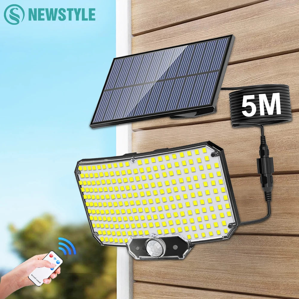Lampada Solare LED 234/318/348 con Sensore di Movimento, 3 Modalità, IP65…