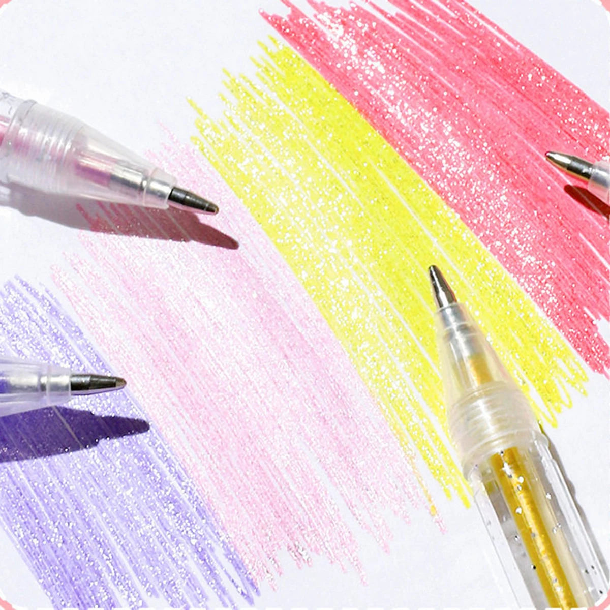 New Glitter Gel Pen Set 1.0mm Metallic Glitter Colors Ballpoint Pen Paper Cardstock Diary Drawing Marking Coloring DIY Art