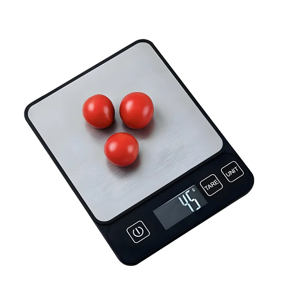 Bilancia da cucina digitale 10 kg LCD, precisione 1 g, nera, ABS e acciaio inox