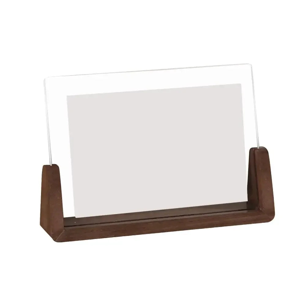 Walnut/Beech Creative Photo Frame Acrylic U Shape Transparent Frame Desktop Wood Wedding Pictures Frame Office Decor