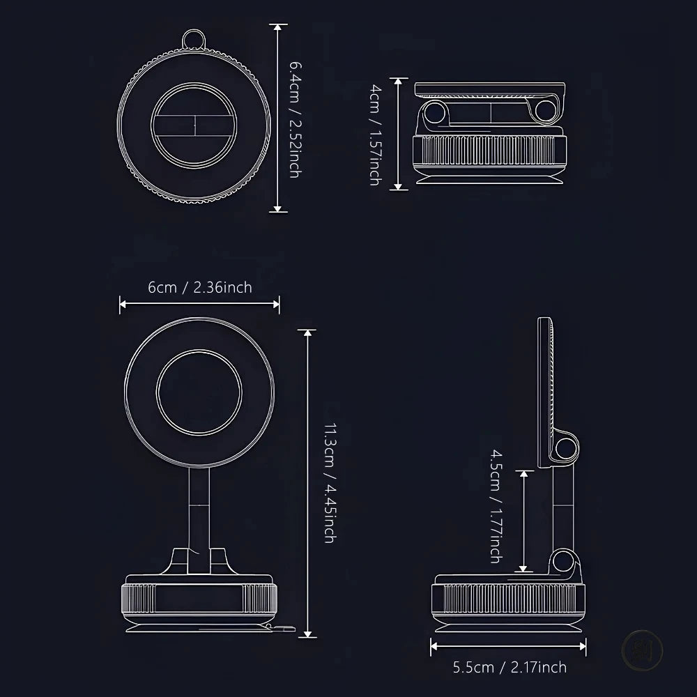 Supporto Magnetico per Smartphone da Auto, Design Pieghevole, Rotazione 360°