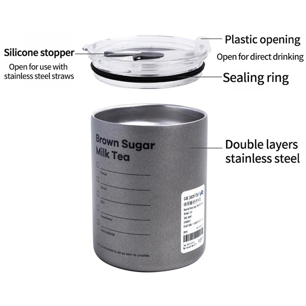 Thermos 600 ml acciaio inox 304, tazza termica con cannuccia, portatile