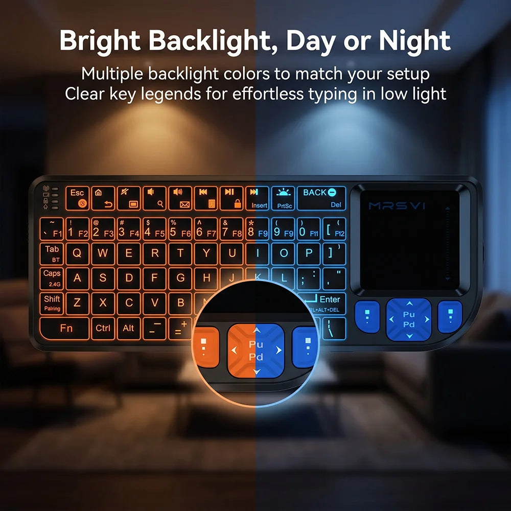 Mini tastiera wireless con touchpad e retroilluminazione RGB, Bluetooth e…